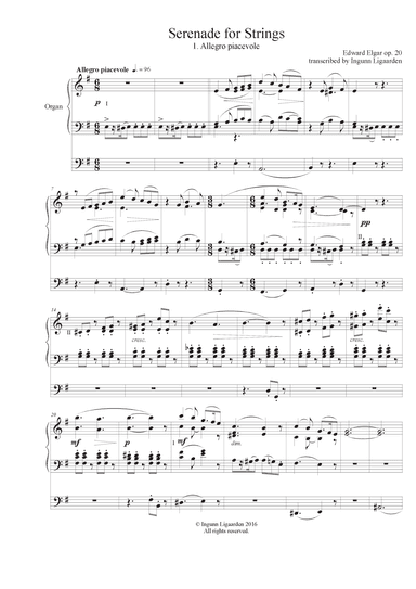 Elgar: Serenade for Strings - 1. Allegro piacevole for Organ Solo (arr. Ingunn Ligaarden)