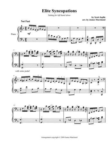 Elite Syncopations arr. for the left hand (arr. James Marchand)