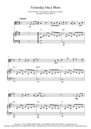 Yesterday Once More (arr. Kaiserin Rebecca)