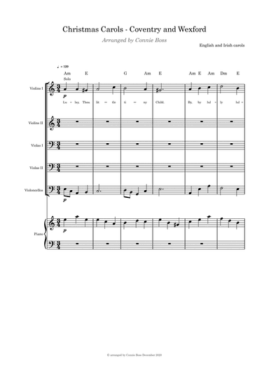 Christmas Carols - Coventry and Wexford - Strings and Piano with parts included (arr. Connie Boss)