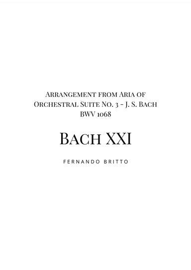 Air on a G String (Pop Version) - for strings, brass, piano (w/ chords) and drums (arr. Fernando Britto)