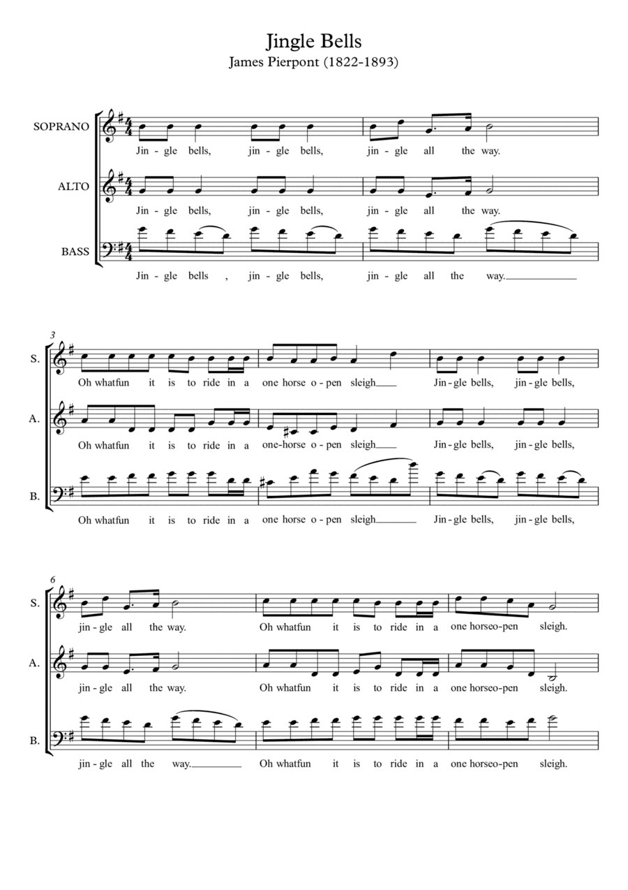 Jingle Bells - SAB (arr. Wesley S. SIlva)
