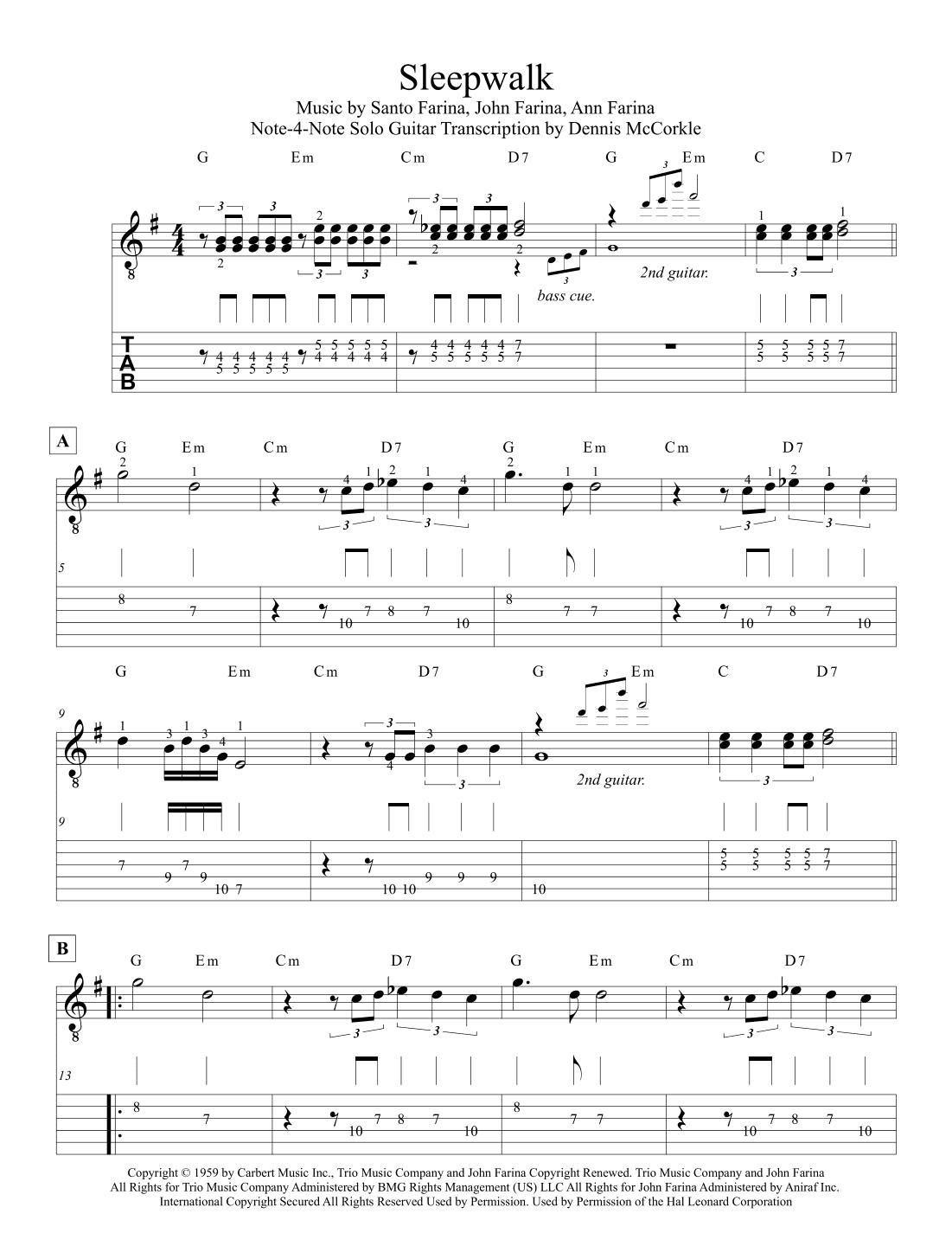 Sleepwalk (instrumental Version) (arr. Dennis McCorkle)