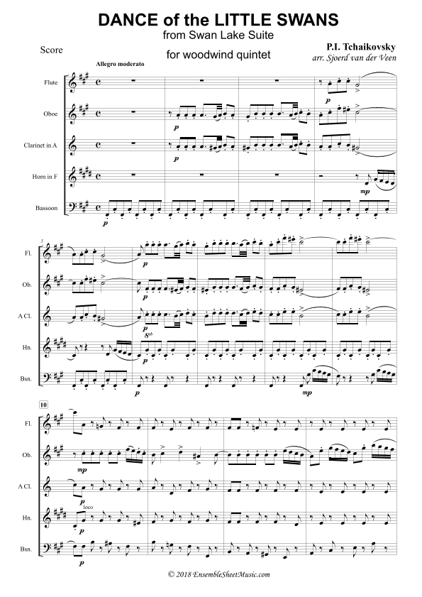 Dance of the Little Swans from Swan lake (Danse des Petits Cygnes) (arr. Sjoerd van der Veen)