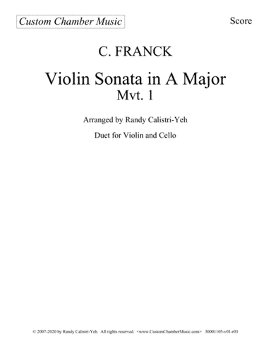 Franck Violin Sonata, Mvt. I (violin/cello duet) (arr. Randy Calistri-Yeh)