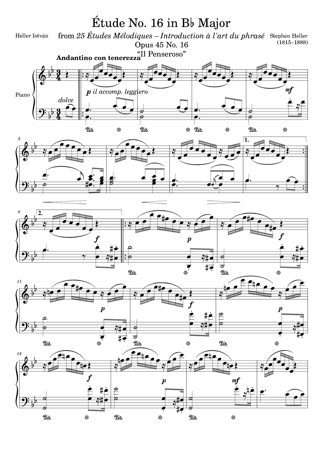 Etude Opus 45 No. 16 in Bb Major (arr. Zachary Corbett)