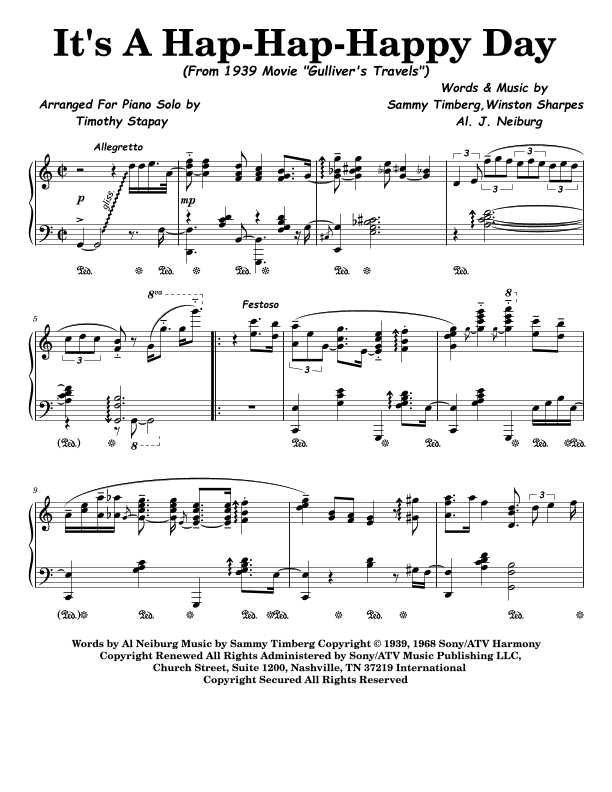 It's A Hap-hap-happy Day (arr. Timothy Stapay)