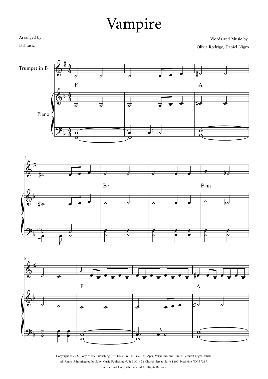 Vampire (arr. BTmusic)