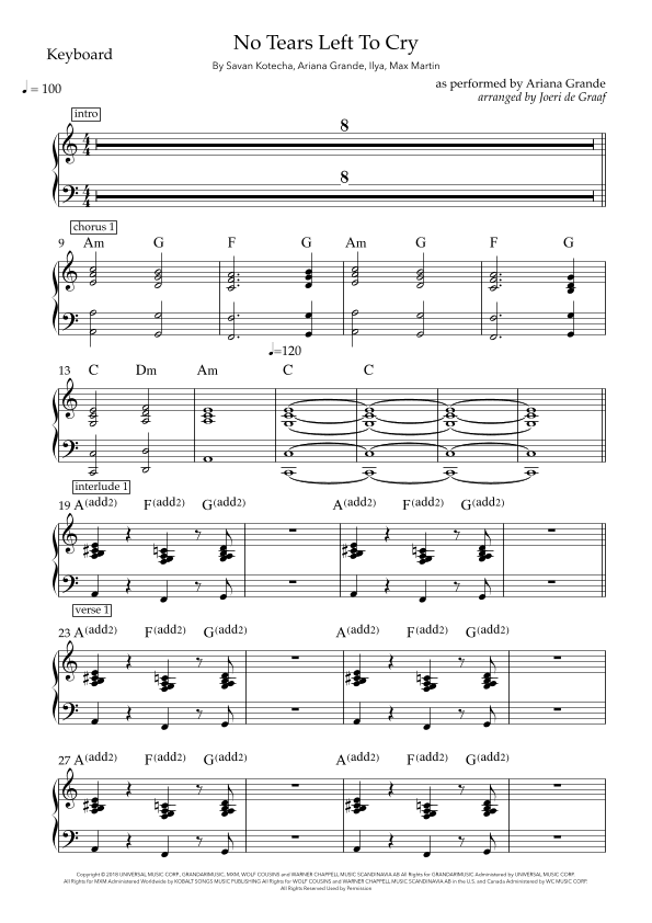 No Tears Left To Cry (arr. Joeri de Graaf)