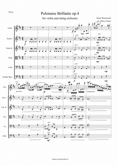 Wieniawski Polonaise Brillante op.4 for violin and string orchestra (arr. Marco Nason)