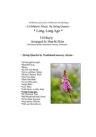 Long Long Ago (For String Quartet) (arr. Han-Ki Kim)