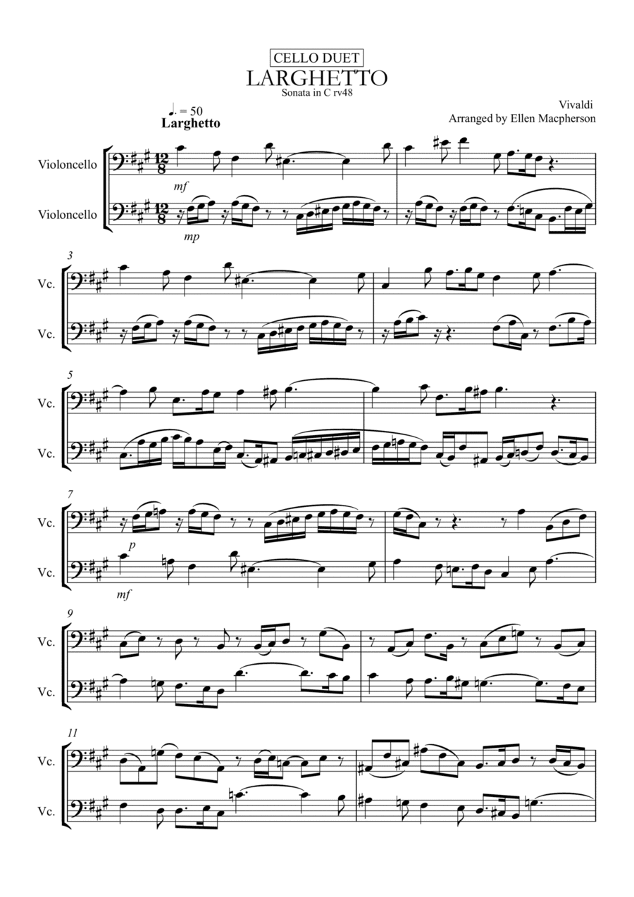 Cello Duet - Vivaldi Sonata in C RV48 Larghetto (arr. Ellen Macpherson)