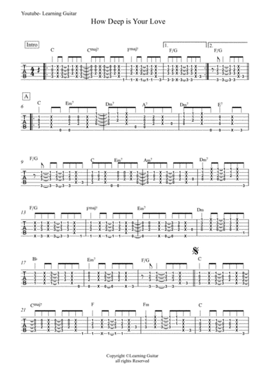 How Deep Is Your Love  from the Motion Picture SATURDAY NIGHT FEVER (arr. Learning Guitar)
