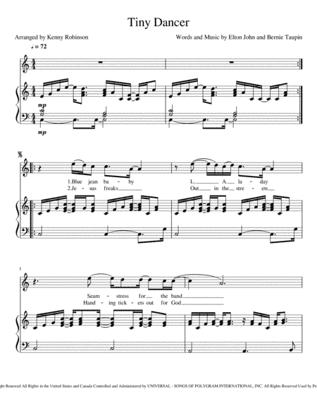 Tiny Dancer (arr. Kenny Robinsosn)