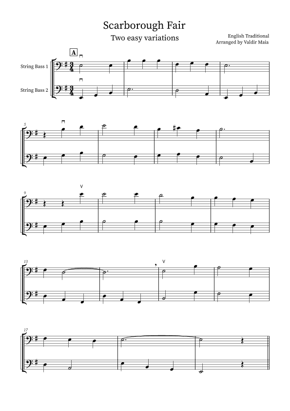 Scarborough Fair - 2 easy variations (arr. Valdir Maia)