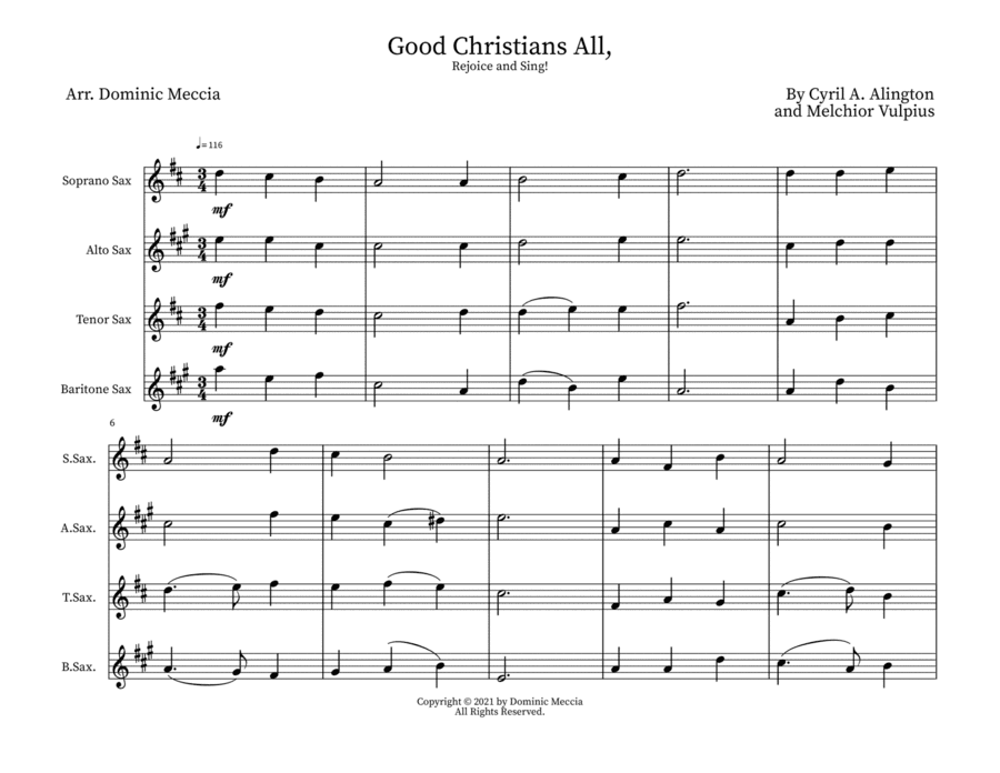 Good Christians All, Rejoice and Sing! (arr. Dominic Meccia)
