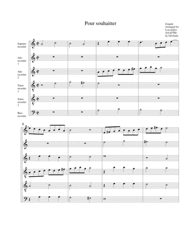 Pour souhaitter (arragement for 6 recorders) (arr. Gil Garty)