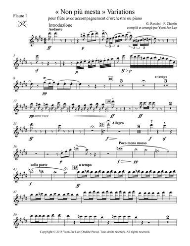 Variations on "Non piu mesta" for Flute and Orchestra - Set of Parts (arr. Yoon Jae Lee)