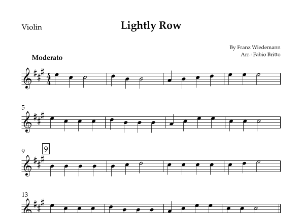 Lightly Row for Violin Solo (arr. Fabio Britto)