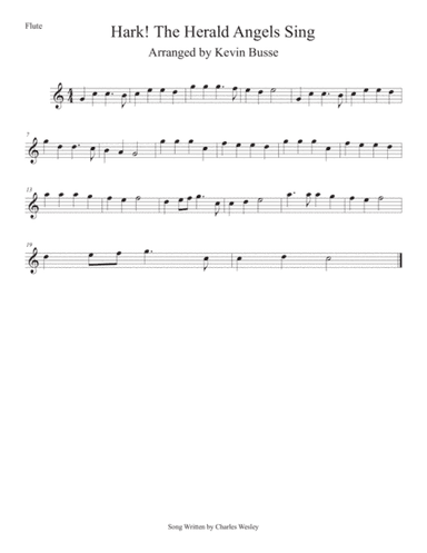 Hark! The Herald Angels Sing (Easy key of C) Flute (arr. Kevin Busse)