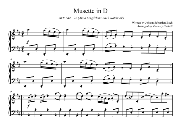 Musette in D (BWV Anhang 126) (arr. Zachary Corbett)
