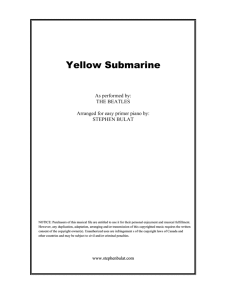 Yellow Submarine (arr. Stephen Bulat)