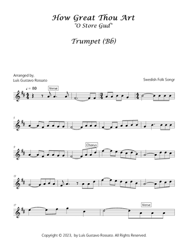 How Great Thou Art (O Store Gud) - Bb Trumpet (arr. Luís Gustavo Rossato)