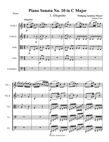 Piano Sonata No. 10, Movement 3 (arr. Joshua Choe)