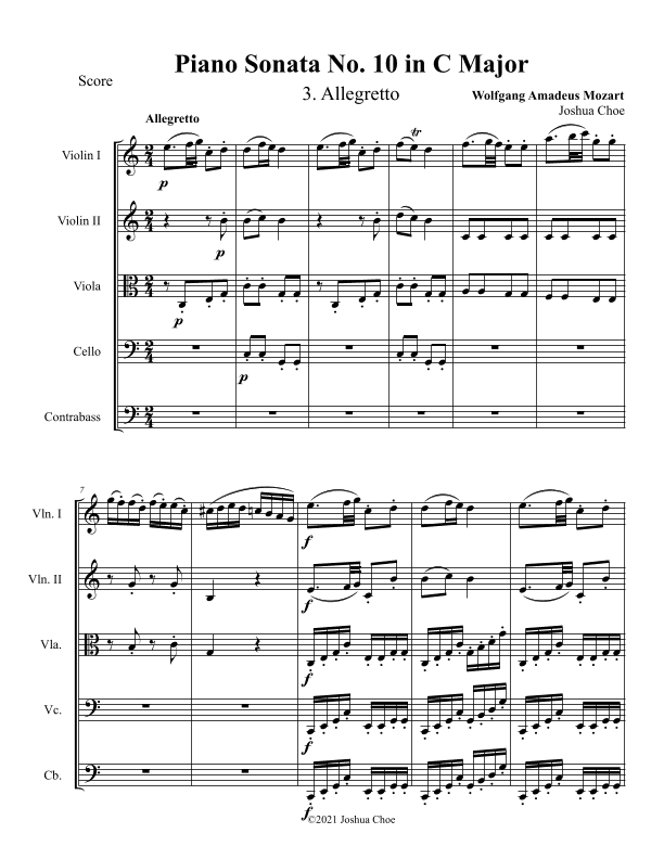 Piano Sonata No. 10, Movement 3 (arr. Joshua Choe)