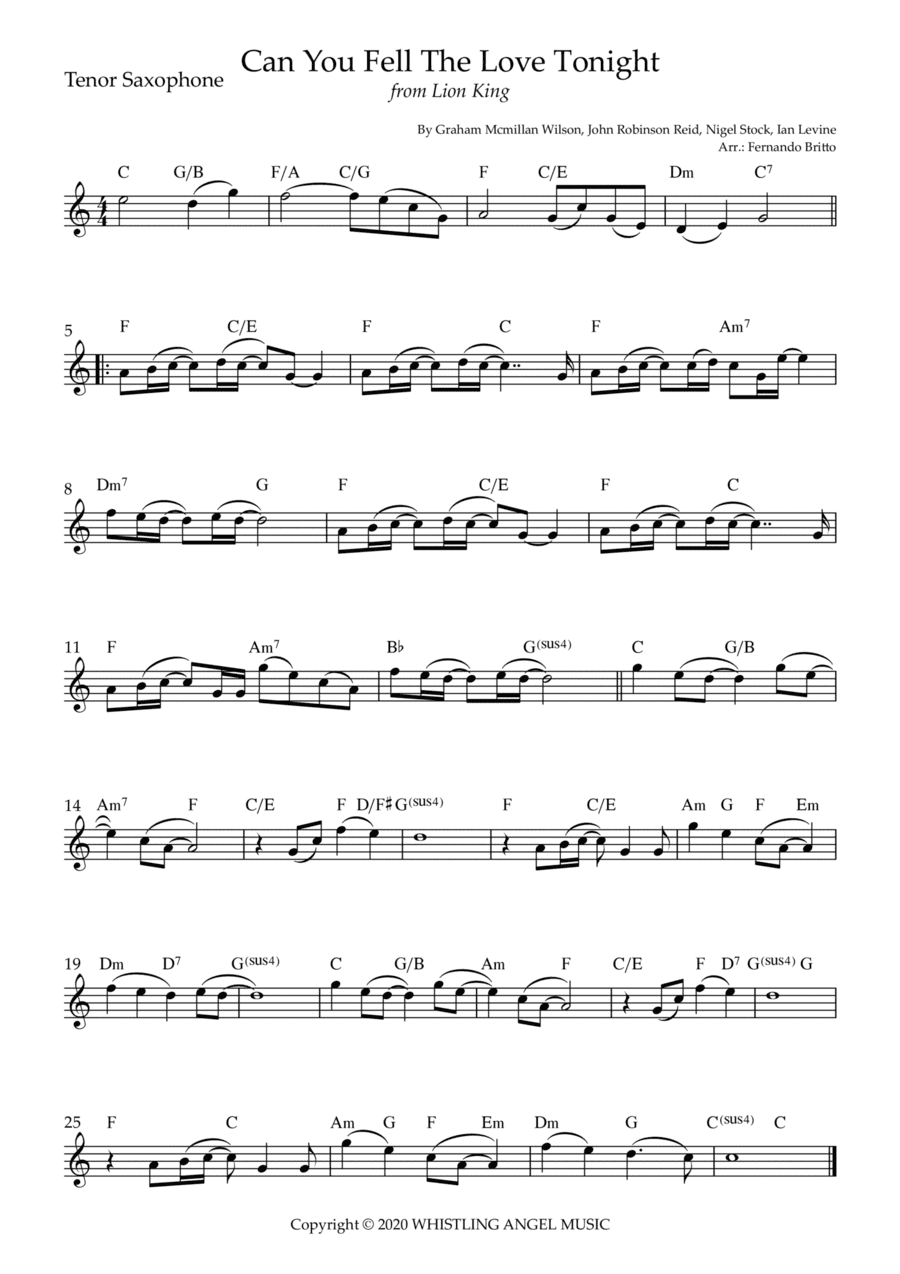 Can You Feel The Love Tonight (arr. Fernando Britto)