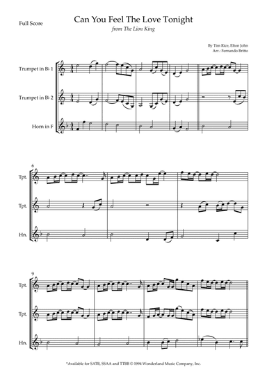 Can You Feel The Love Tonight (arr. Fernando Britto)