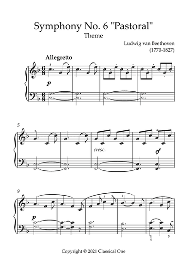Beethoven - Symphony No. 6 (Pastoral)(With Note name) (arr. MPS)