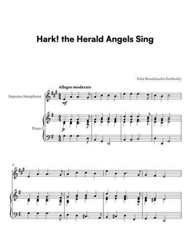 Felix Mendelssohn Bartholdy - Hark the Herald Angels Sing (for Soprano Saxophone and Piano) (arr. Cadenza Editions)