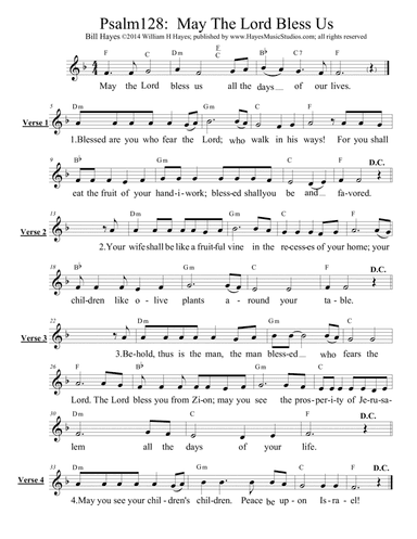 Psalm 128:  May The Lord Bless Us (leadsheet)