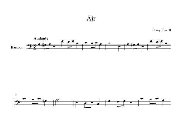 Air - Henry Purcell (Bassoon) (arr. Digital Book Music)