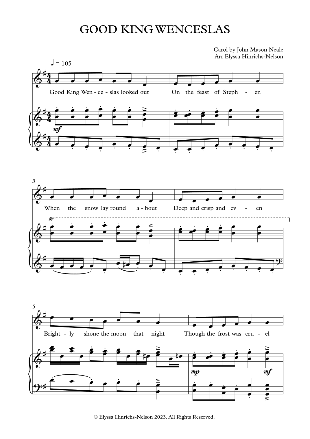GOOD KING WENCESLAS Arr. Elyssa Hinrichs-Nelson (arr. Elyssa Hinrichs-Nelson)