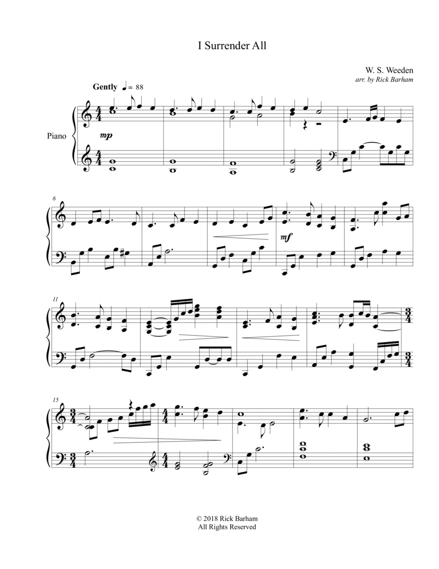 I Surrender All (arr. Rick Barham)