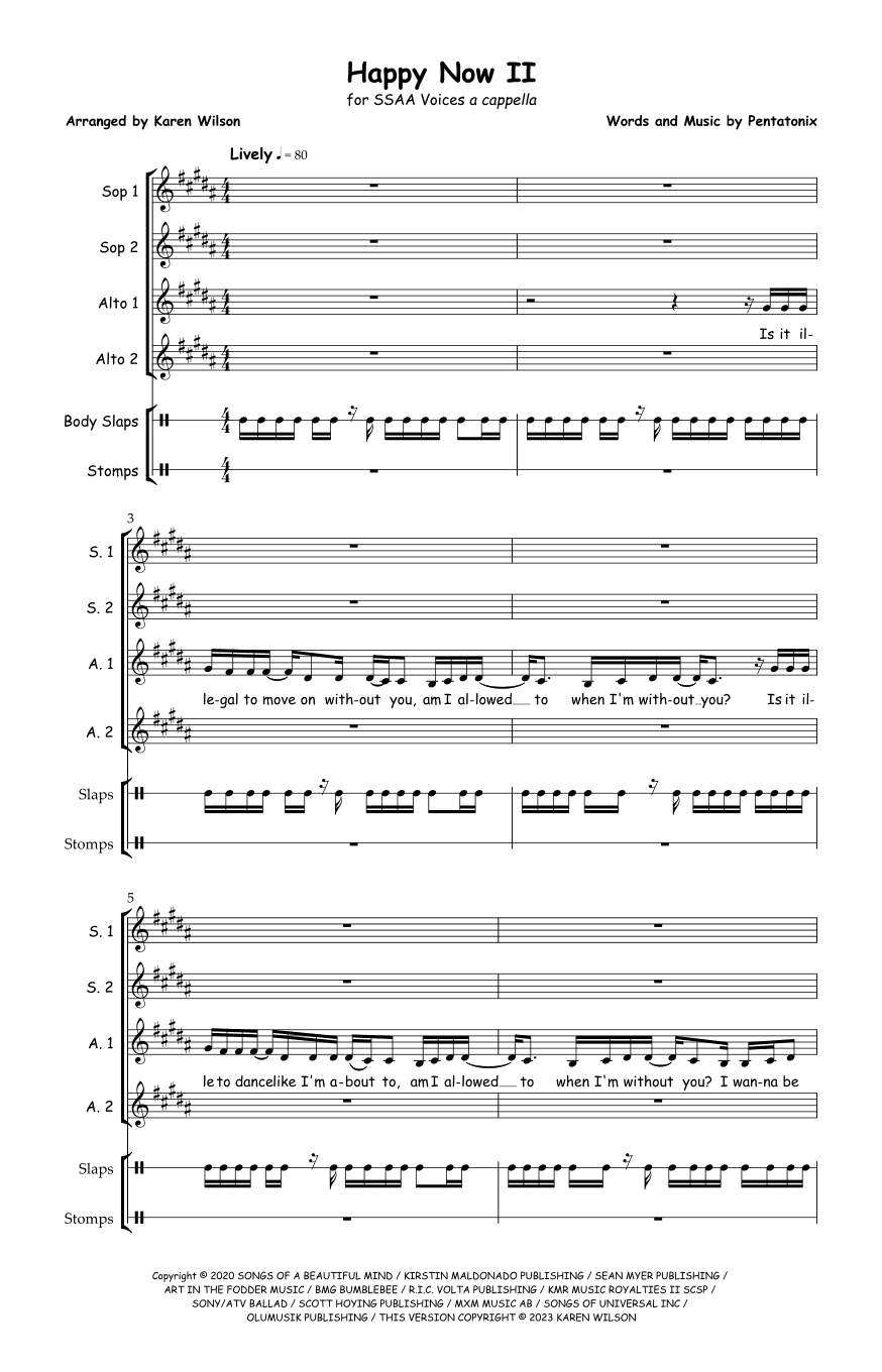 Happy Now (arr. Karen Wilson)