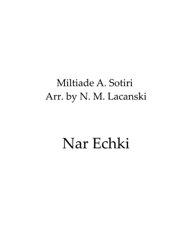 Nar Echki (arr. Nick M Lacanski)
