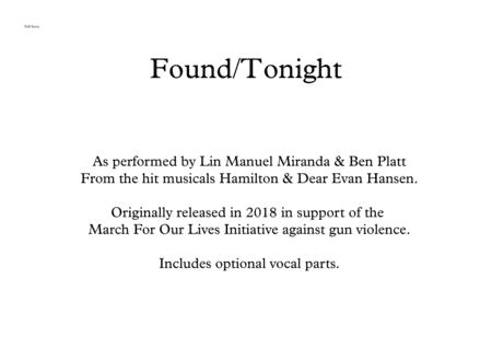 Found/tonight (arr. Chris Osborn Music)