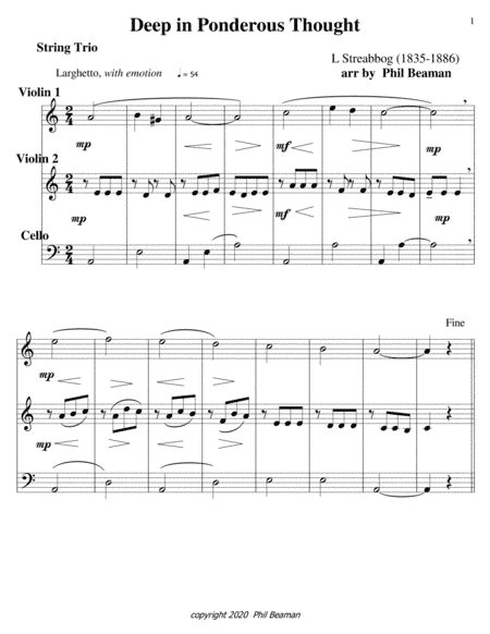 Deep in Ponderous Thought-string trio 2 (arr. Phil Beaman)