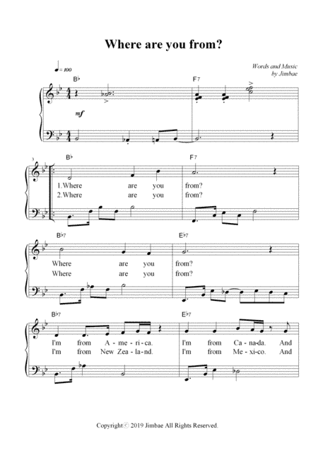 Where are you from? (Nursery Rhymes for Easy Piano)