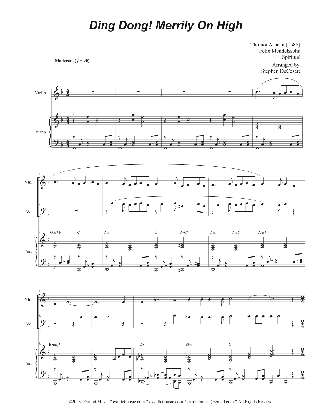 Ding Dong! Merrily On High (Duet for Violin and Cello) (arr. Stephen DeCesare)
