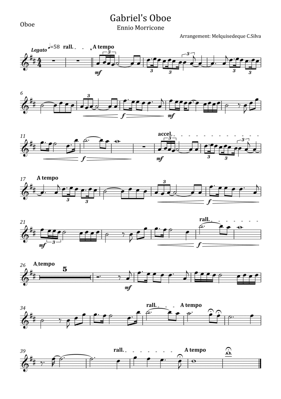 Gabriel's Oboe (arr. Melquisedeque C.Silva)