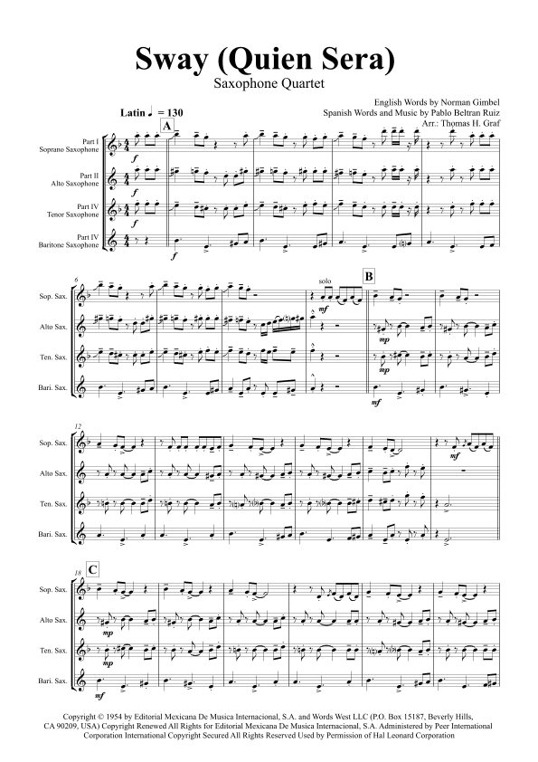 Sway (quien Sera) (arr. Thomas Graf)