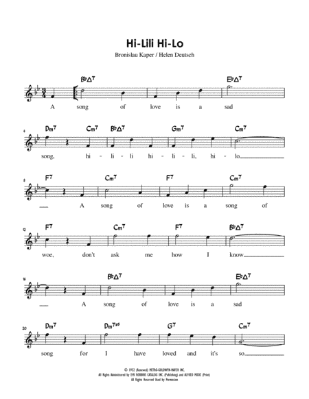 Hi-lili, Hi-lo (arr. Charles Lee)