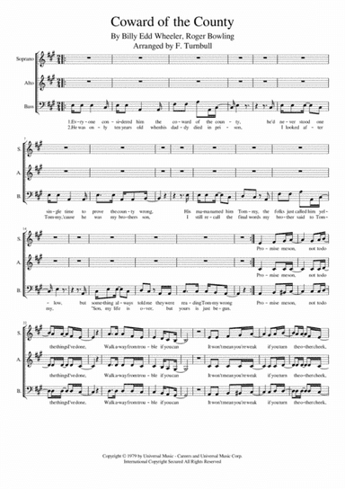 Coward Of The County (arr. Frances Turnbull)