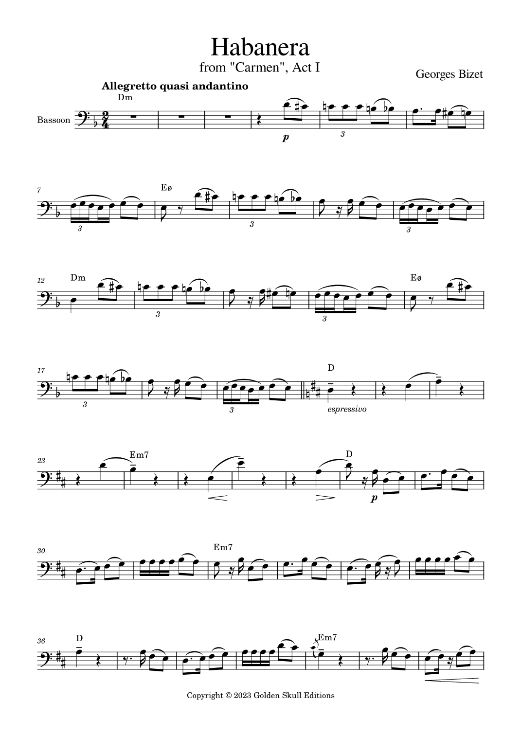 Habanera from "Carmen" (arr. Golden Skull Editions)