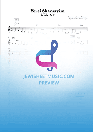 Yerei Shamayim. Lead sheet. ירא שמים (arr. R. Sloboder)