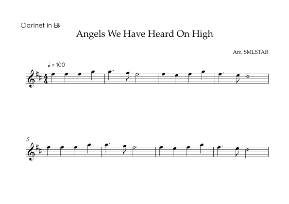Angels We Have Heard On High CLARINET SOLO (arr. SMLStar)